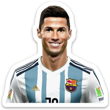 Cristiano Ronaldo with hes frend Messi marry sticker