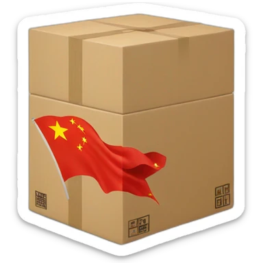 a big sized box with a mark of flag of china, 30 degree rotated to the left sticker