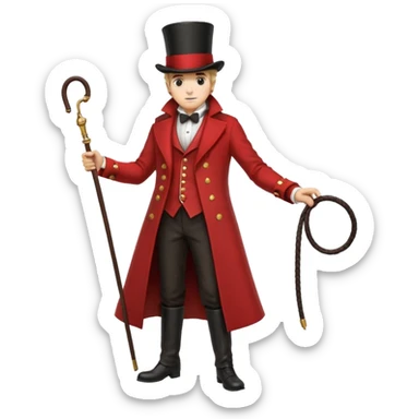 Ringmaster – Man in red coat and top hat, holding a whip or mic, full body sticker