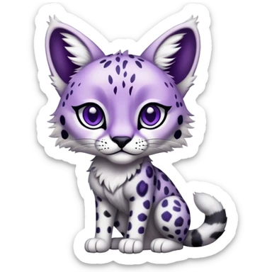 Epic Edgy Cute Black White Purple ethereal Serval-Snow-Leopard-Bobcat-Fionbri full body sticker