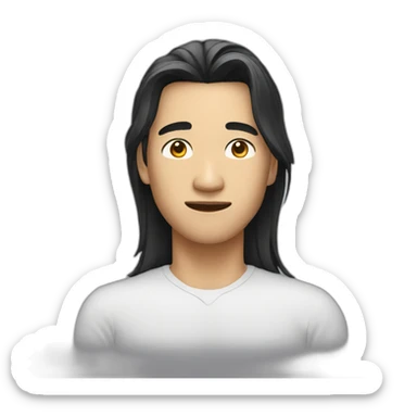 asian male with flow long haircut sticker