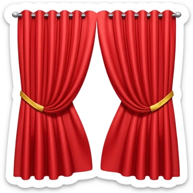 A 3D emoji of red theater curtains in , slightly parted in the middle with soft folds. Glossy, smooth texture, minimal Apple-style rendering, isolated on a white background.




 sticker