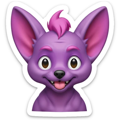 alien dog purple with pink hair very big folded ear and panting sticker