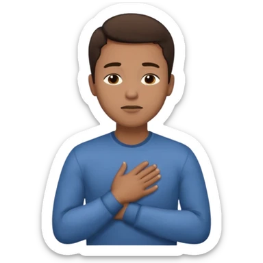 una mano en pecho ojos cerrados hombre multirracial sticker