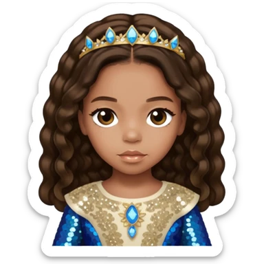 Blue Ivy Carter with long dark brown hair, ivory sequin outfit sticker