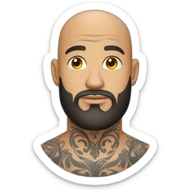 bald man with tattoos and beard sticker