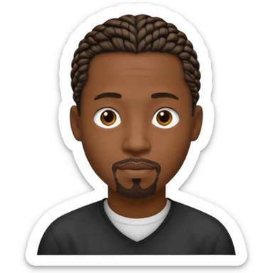 Hazme un emoji de un hombre negro con trenzas cortas (pero un poco largas) y una pequeña perilla sin bigote sticker
