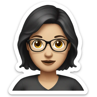 White pregnant woman with dark hair and glasses  sticker