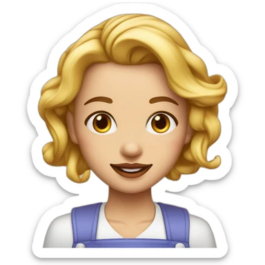 Cocinera rubia con labios pintados y pendientes de aro sticker