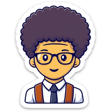 light skin nerd with afro sticker