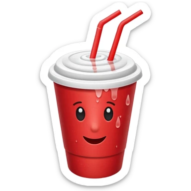 red paper cup with a straw sticker
