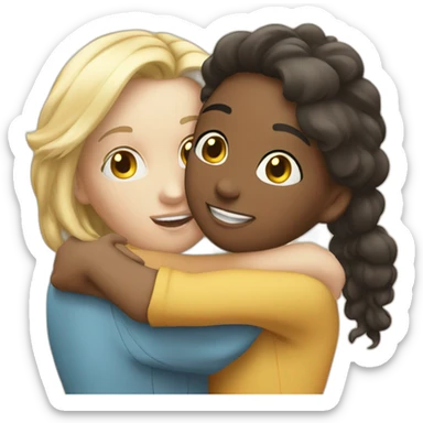 Hug two white girlfriends sticker