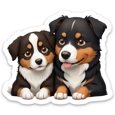 A Border Collie and a big Rottweiler snuggling together. sticker