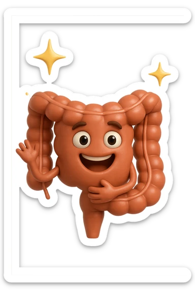 fammi un intestino identico a questo, ma felice e con le scintille di splendore dorate sopra, come se fosse in ottima salute sticker