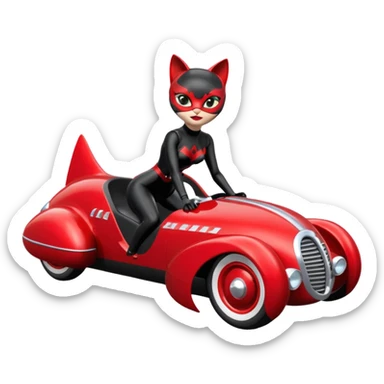 Hot rod Cat Woman’s retro futuristic Catmobile twin seat rc car  sticker