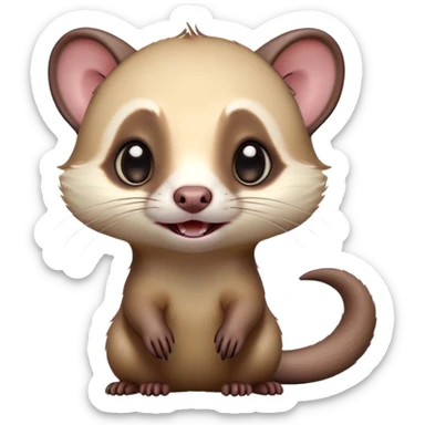 Cinematic Comical sable ferret Portrait Emoji, Head tilted dramatically with an exaggeratedly shocked expression, featuring a slender, wiggly body and a distinct sable ferret head with a pointed snout and small ears, with wide, hilariously expressive eyes full of humorous disbelief, Simplified yet hilariously expressive features, highly detailed, glowing with a slightly sassy natural glow, high shine, dramatic yet playful, stylized with an air of quirky charm, soft glowing outline, capturing the essence of a meme-worthy sable ferret that looks ready to scamper into viral fame! sticker