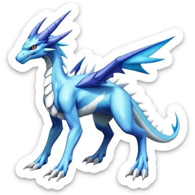  Cool Edgy Shiny Godly Ethereal Digimon-Suicune-Dialga-Kyurem-Latios-Reptile, full body, four legs sticker