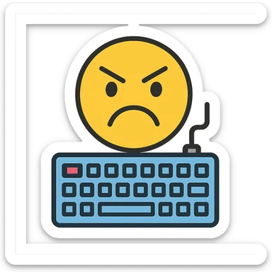 angry emoji with mechanical keyboard sticker