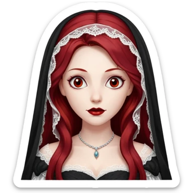Bride of Dracula with long dark red hair sticker