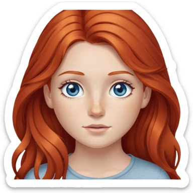 a red-haired girl with long hair, freckles and gray-blue eyes sticker
