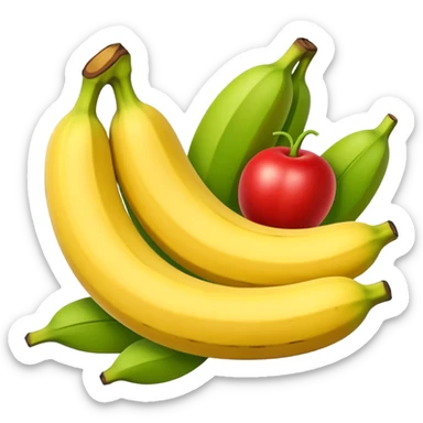 Crear un emoticón que tenga que ver con una variedad de Cambures , y que la paleta de colores sea la siguiente: Rojo Carmín, Amarillo, Amarillo Crema y Verde Pasto sticker