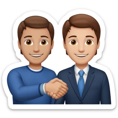 two men smiling and shaking hands sticker