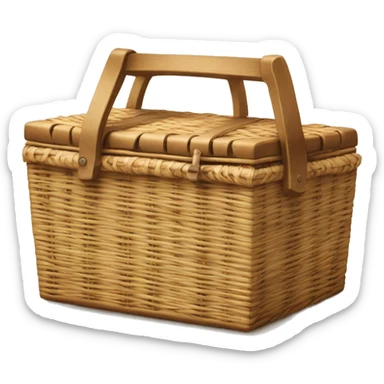 Closed Picnic Hamper with letters F&M written on the front sticker