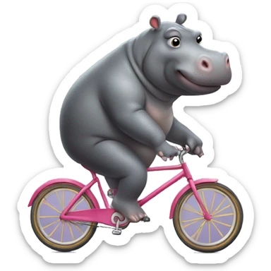Hippo with tutu riding a bike sticker