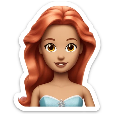 Barbie princess with brown eyes and long red hair sticker