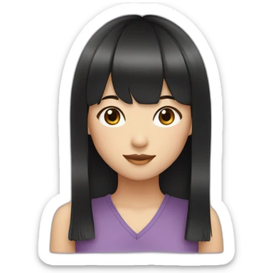 asian girl with bangs and black long hair sticker