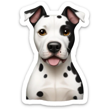 White and black spotted terrier and pitbull mix dog sticker