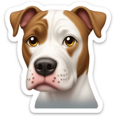 Pitt bull dog with white face and brown ears and nose  sticker