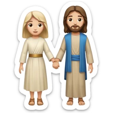 Jesus walking hand and hand with girl  sticker