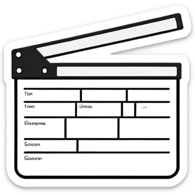 extreme minimalism clapperboard, single line drawing, barely recognizable outline sticker