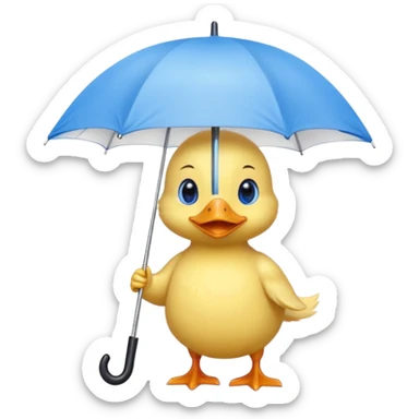 baby Duck holding white umbrella sticker