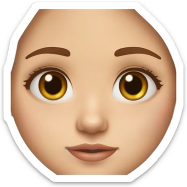 A girl with brown hair, hazel eyes, with a birthmark above the lip on the left side, a birthmark on the cheek on the left side and a birthmark on the chin sticker