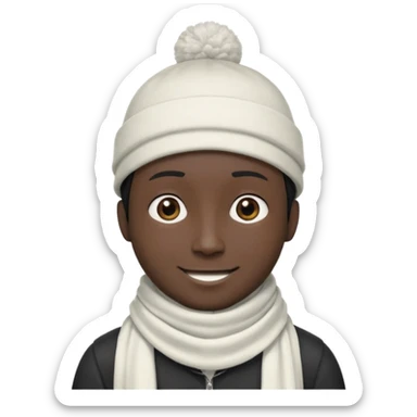 A guy with a triangle body with no arms and legs then his head is a perfect circle and his head is also black then give him a hat that doesn’t go behind his head, and last but not least give him a white scarf sticker