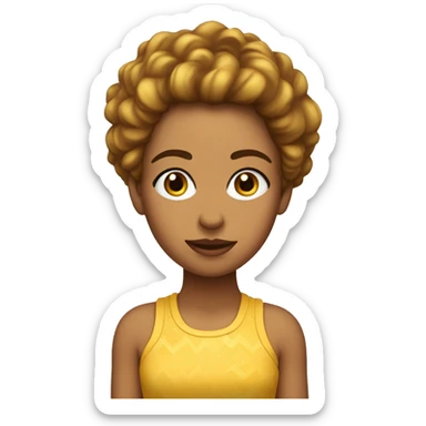 Chica  de pelo rizado con ojos color miel y piel blanca  sticker