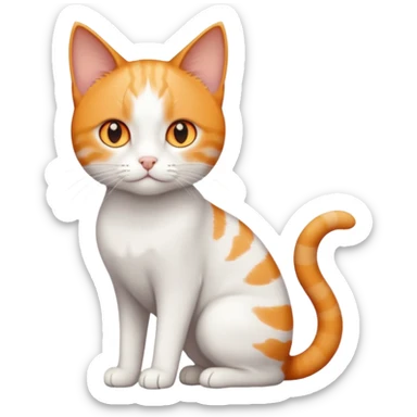 full body small short hair ginger and white cat with orange eyes  sticker