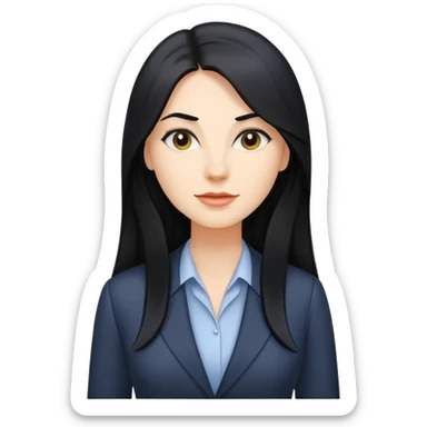 Business woman caucasian long black hair girl sticker