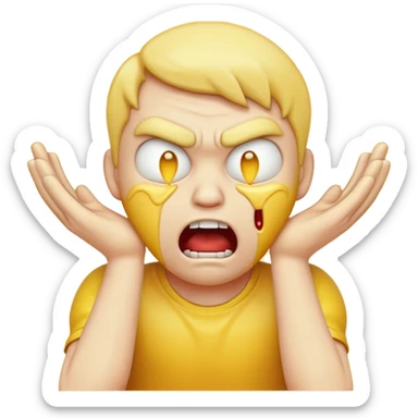 yellow emoji choking himself out in anger scary sticker