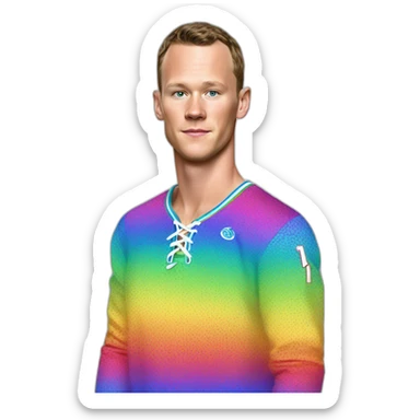 Fancy disco Jonathan Toews wearing rainbow lace shirt sticker