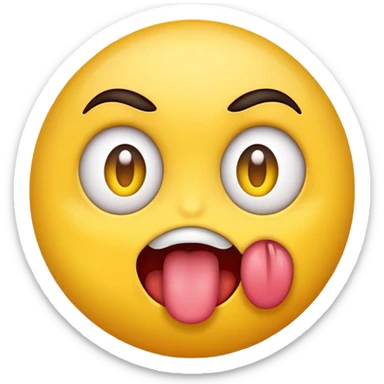 An emoji face with his tounge out and devious eyes sticker