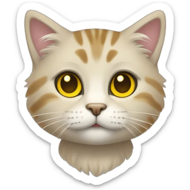 light tabby cat head little fluffy and cute smile with yellow eyes and black public sticker
