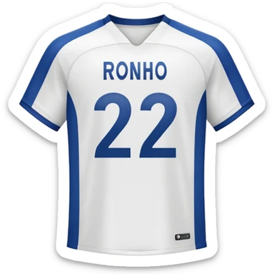 White football jersey at the back with number 22 and my name RONIHO  sticker