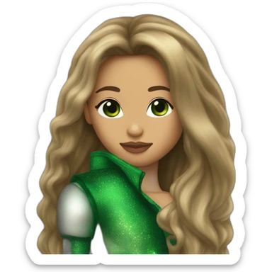 Romeo santos kiss-kiss girl green eyes and very long dark blond hair sticker