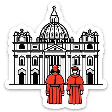 A solemn papal funeral scene with St. Peter's Basilica, Swiss Guards, and mourning cardinals sticker