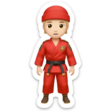 🥋 emojiyi kıyafeti ve kuşağı kırmızi renk yap sticker