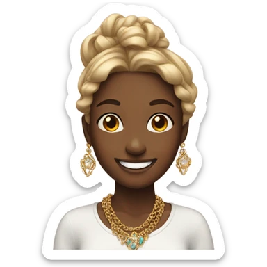 smiling girl with jewelry sticker