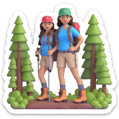 Outdoorsy woman with hiking boots and forest background, Melissa Backwoods sticker